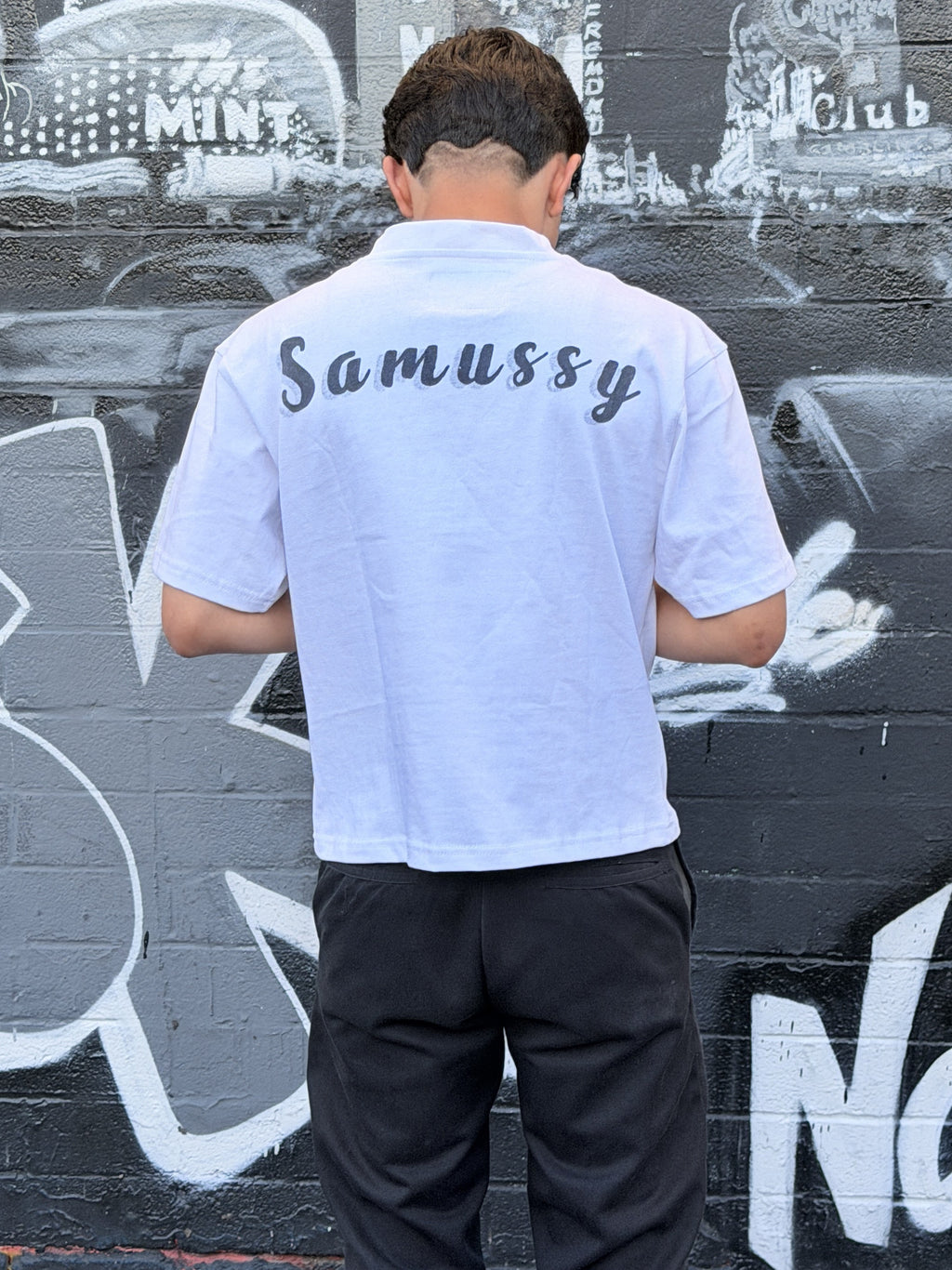 Blue on White OG Samussy T-Shirt